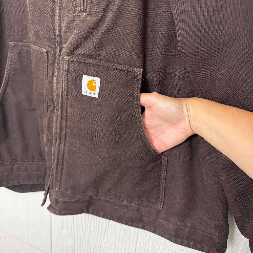 CARHARTT WC061 Women’s XL Brown Sherpa Lined Sandstone Ridge Coat Detroit Jacket - Picture 12 of 16